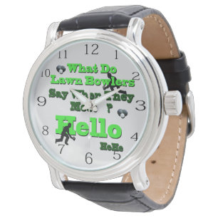 Funny Lawn Bowls Greeting, Mannen pols Watch Horloge
