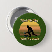 Funny Lawn Bowls Play Time, Badge Ronde Button 7,6 Cm (Voorkant /achterkant)