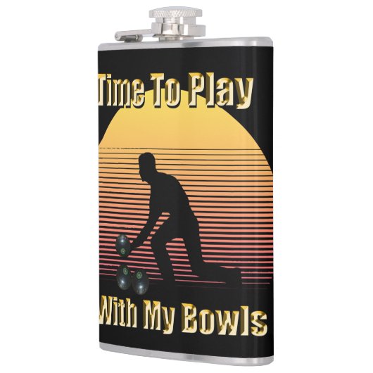 Funny Lawn Bowls Play Time, Hip Flask Heupfles (Links)
