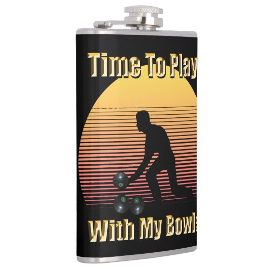 Funny Lawn Bowls Play Time, Hip Flask Heupfles (Rechts)