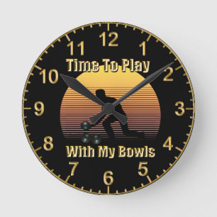 Funny Lawn Bowls Play Time, Wall Clock Ronde Klok