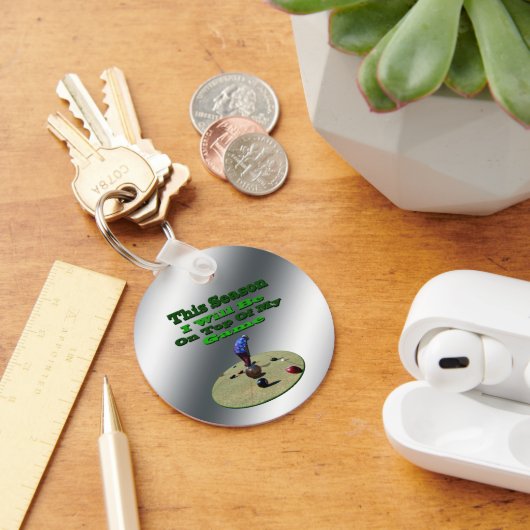 Funny Lawn Bowls Seasons, Button Keyring Sleutelhanger (Bureau)