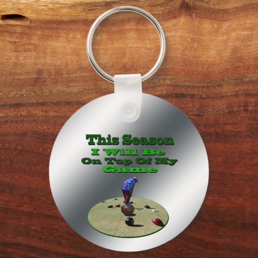 Funny Lawn Bowls Seasons, Button Keyring Sleutelhanger (Voorkant)