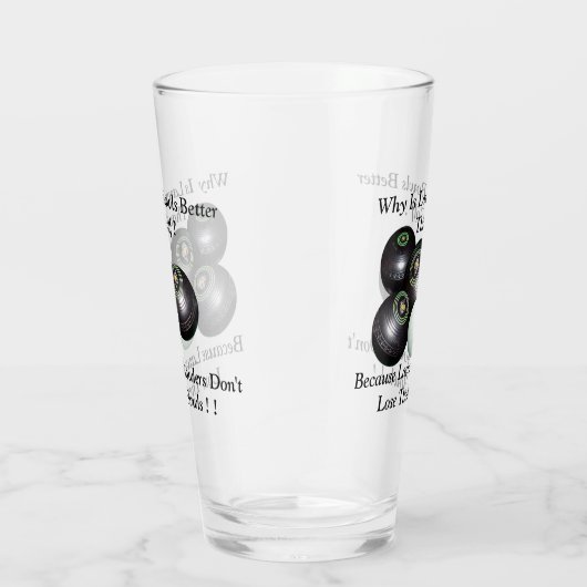 Funny Lawn Bowls Versus Golf Design Glas (Rechts)