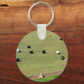 Funny Lawn Bowls Versus Golf Design, Key Ring Sleutelhanger (Achterkant)
