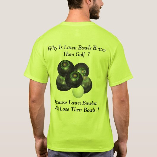 Funny Lawn Bowls Versus Golf Design T-shirt (Achterkant)