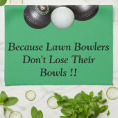 Funny Lawn Bowls Versus Golf Design, Tea Towel Theedoek (Gevouwen)