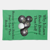 Funny Lawn Bowls Versus Golf Design, Tea Towel Theedoek (Horizontaal)