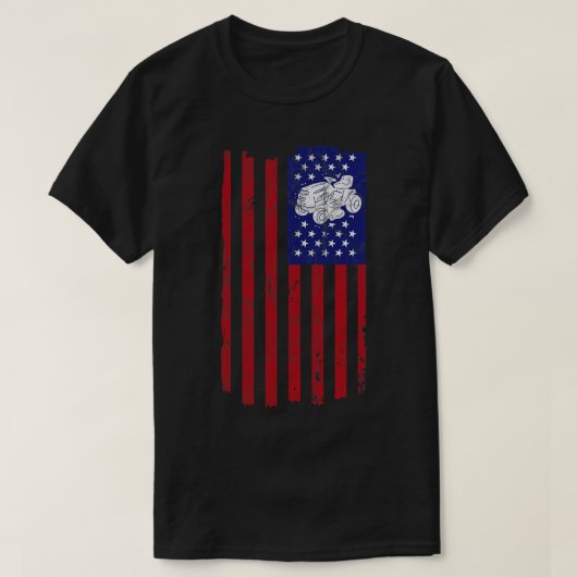 Funny Lawn Mower Mowing American Flag Yard Work La T-shirt (Design voorkant)