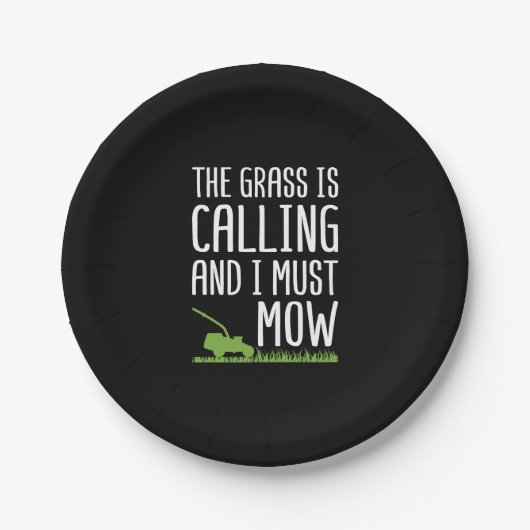 Funny Lawn Mowing - De gras roept Papieren Bordje (Voorkant)