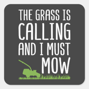 Funny Lawn Mowing - De gras roept Vierkante Sticker