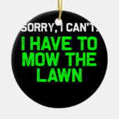 Funny Lawn Mowing Grass Cutting Mower Vader Keramisch Ornament (Voorkant)