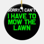 Funny Lawn Mowing Grass Cutting Mower Vader Keramisch Ornament (Achterkant)