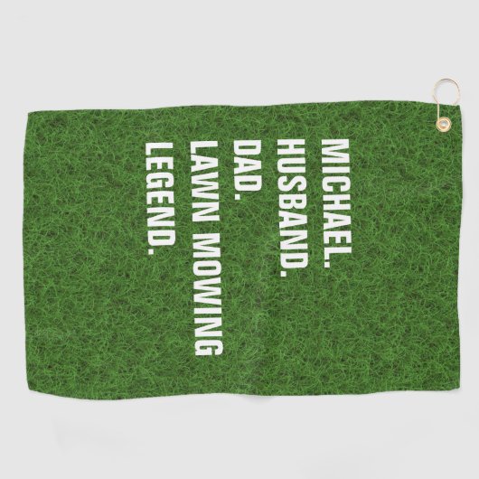 Funny Lawn Mowing Legend Personalized Golfhanddoek (Horizontaal)