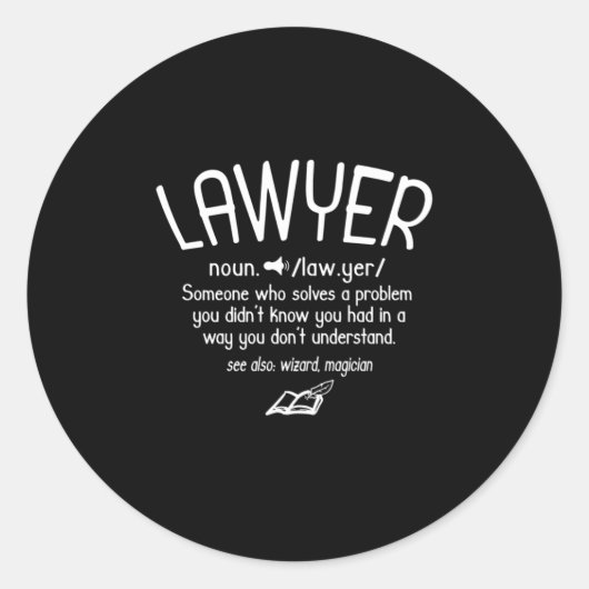 Funny Lawyer Definition Ronde Sticker (Voorkant)