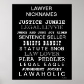 Funny Lawyer Nicknames and Synonyms Kantoor Poster (Voorkant)