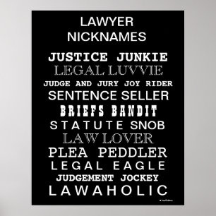 Funny Lawyer Nicknames and Synonyms Kantoor Poster
