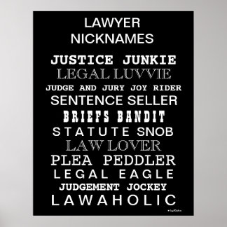 Funny Lawyer Nicknames and Synonyms Kantoor Poster