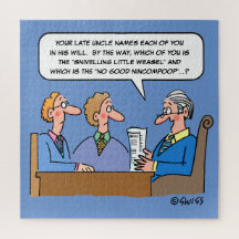 Funny Lawyer Reading Will to Heirs Cartoon