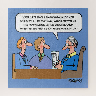 Funny Lawyer Reading Will to Heirs Cartoon Legpuzzel