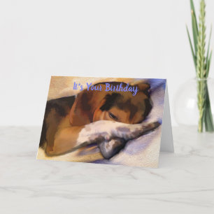 Funny Lazy Beagle Birthday Kaart