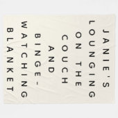 Funny Lazy Binge Watching Quote Personalized Cream Fleece Deken (Voorkant (Horizontaal))