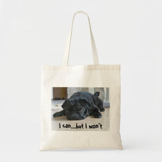 Funny Lazy Black Pug Puppy Canvas tas (Voorkant)