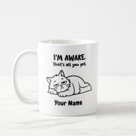 Funny Lazy Cat Coffee Mug | Custom I’m Awake Koffiemok