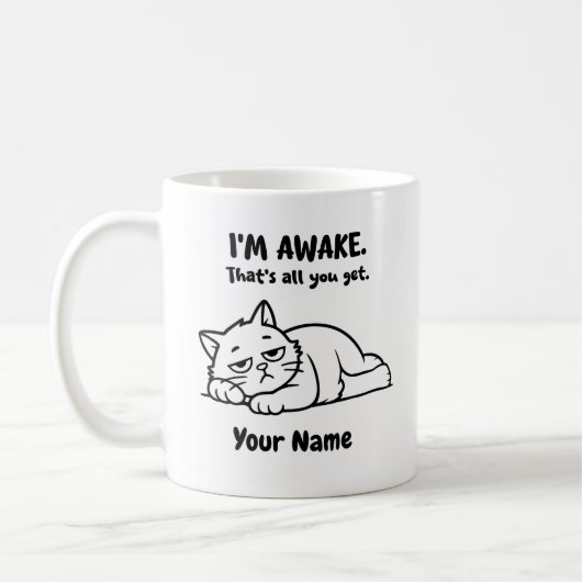 Funny Lazy Cat Coffee Mug | Custom I’m Awake Koffiemok (Links)