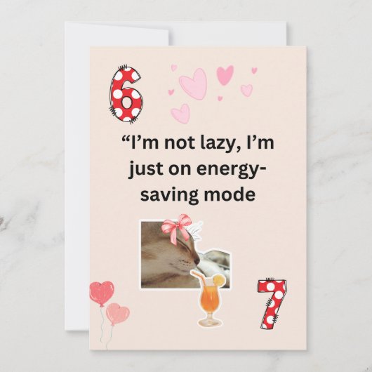 Funny Lazy Cat Energy Saving Mode Humor Card Feestdagenkaart (Voorkant)