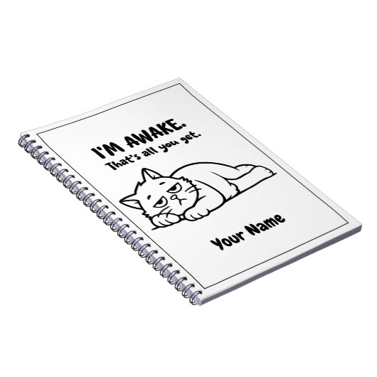Funny Lazy Cat Notebook | Custom I’m Awake Design Notitieboek (Rechterzijde)