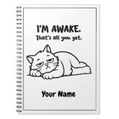 Funny Lazy Cat Notebook | Custom I’m Awake Design Notitieboek (Voorkant)