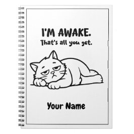 Funny Lazy Cat Notebook | Custom I’m Awake Design Notitieboek