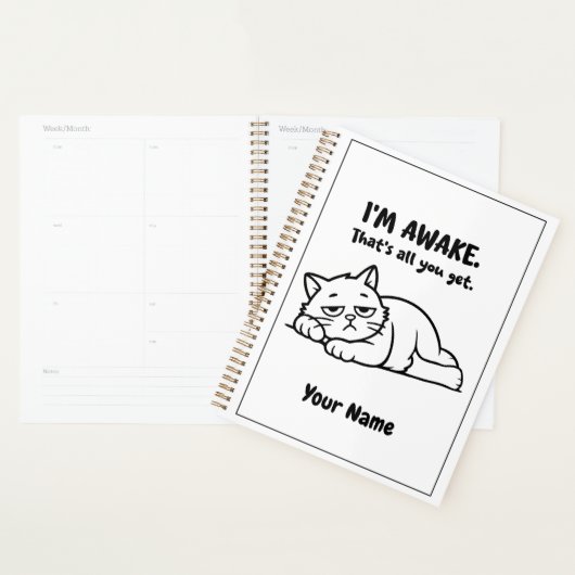 Funny Lazy Cat Planner | Custom I’m Awake Design (Display)
