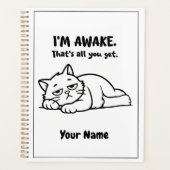 Funny Lazy Cat Planner | Custom I’m Awake Design (Voorkant)