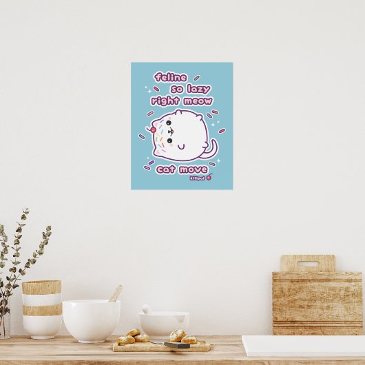 Funny Lazy Cat Pun Poster (Keuken)