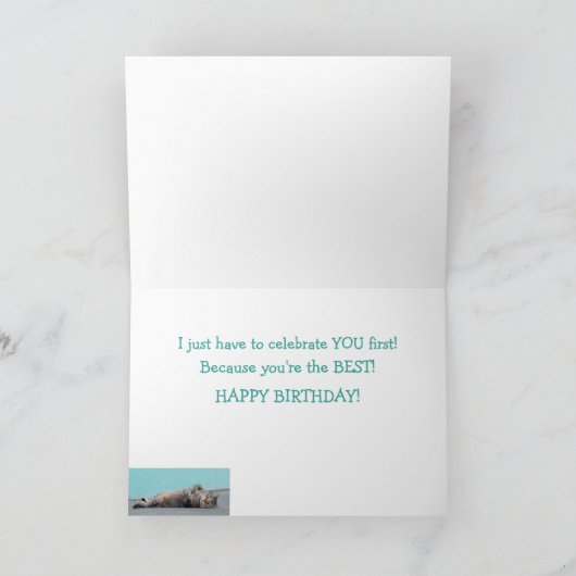 Funny Lazy Cat voor pap Birthday Kaart (Binnen)