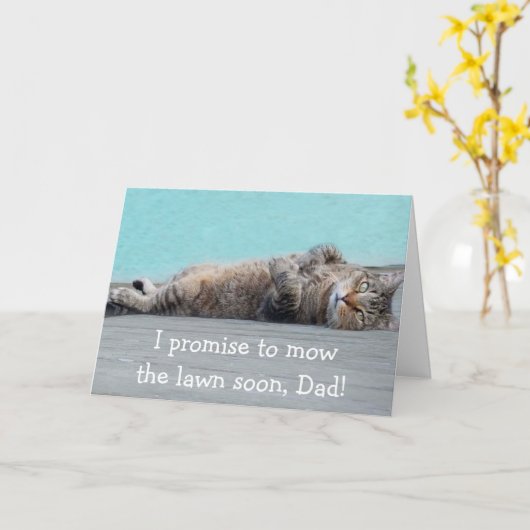 Funny Lazy Cat voor pap Birthday Kaart (Gele Bloem)