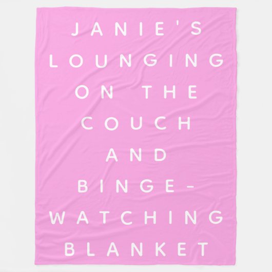 Funny Lazy Days Binge die roze gepersonaliseerd be Fleece Deken (Voorkant)