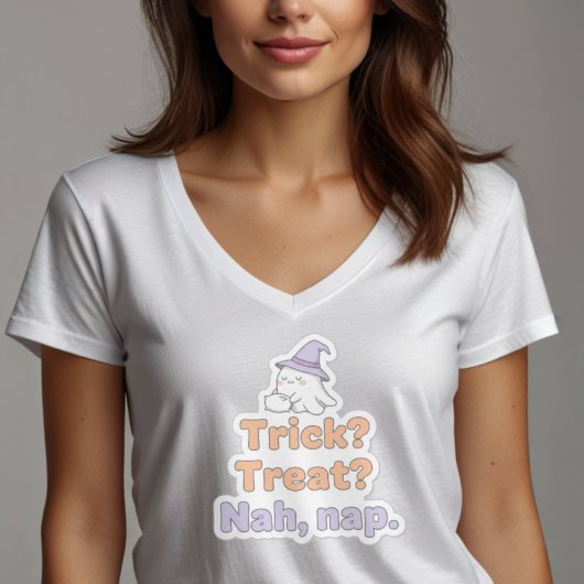 Funny Lazy Halloween Quote | Trick Treat Nap Desig T-shirt