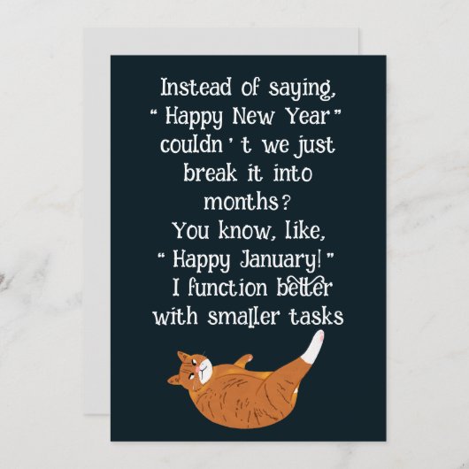 Funny lazy kat wensen feestdagenkaart (Voorkant / Achterkant)