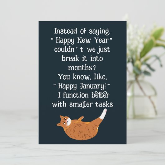 Funny lazy kat wensen feestdagenkaart (Staand voorkant)