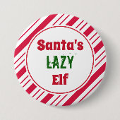 Funny Lazy Kerstmis Elf Button Pin (Voorkant)