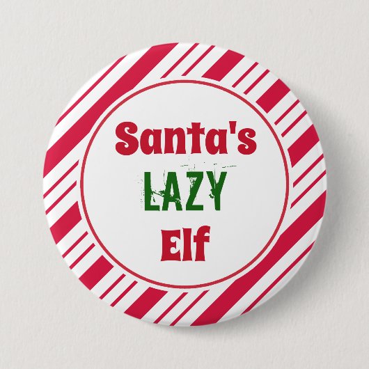 Funny Lazy Kerstmis Elf Button Pin (Voorkant)