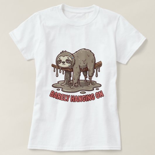 Funny Lazy Melting Sloth Cartoon T-Shirt (Design voorkant)