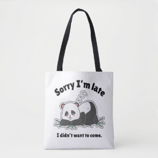 Funny Lazy Panda Design Tote Bag
