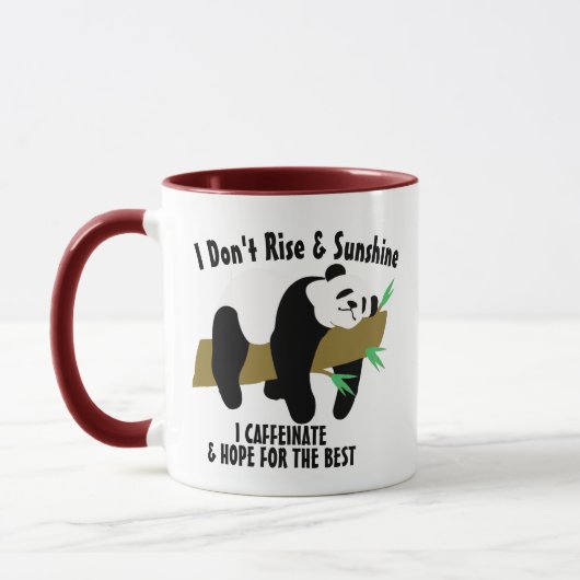 Funny Lazy Panda Puns T-shirt, Rise & Sunshine Mok (Links)
