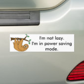 Funny Lazy Sloth Cartoon Bumpersticker (Op auto)
