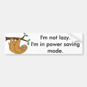 Funny Lazy Sloth Cartoon Bumpersticker