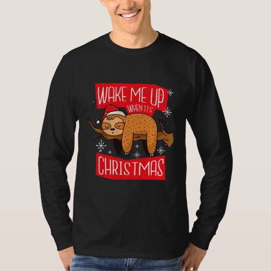 Funny Lazy Sloth Kerstmis Pajama T-shirt (Voorkant)